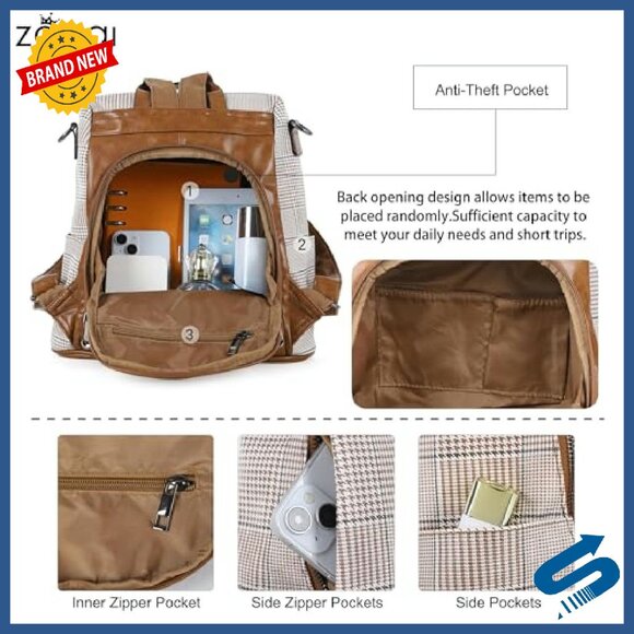 3 way leather backpack purse anti theft Vegan Leather Anti-Theft Backpack Purse with Wallet, 3-Way Carry